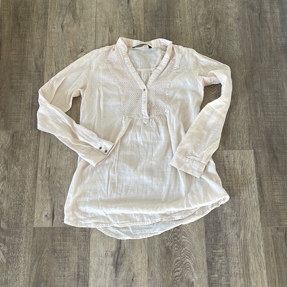 Zara Cream Long Sleeve Blouse